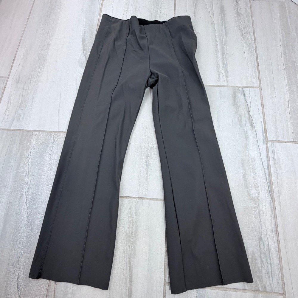 Athleta Gray Pintuck Straight Leg Pull On Stretch Trousers Pants Womens Medium